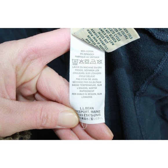 LL Bean Navy Blue Cotton Blend Robe Long Full Zip Size L Pet - Picture 9 of 12
